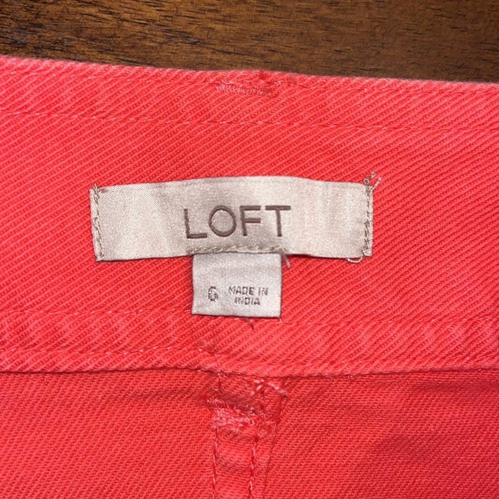 Loft Pink Denim Skirt, High Waisted w/ Sash Belt size 6 - Picture 7 of 7
